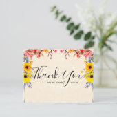 Carte postale mariage Merci romantique Floral Scri (Debout devant)