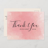Carte postale mariage Merci rose Aquarelle Script (Devant / Derrière)