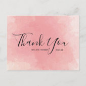 Carte postale mariage Merci rose Aquarelle Script (Devant)