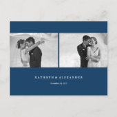 Carte Postale Mariage Merci simple bleu propre 2 Photo (Devant)