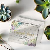 Carte Postale Mariage Merci Succulent Plante Bois rustique