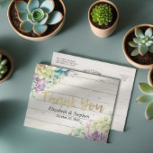 Carte Postale Mariage Merci Succulent Plante Bois rustique