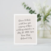 Carte Postale Mariage minimaliste moderne de script (Debout devant)