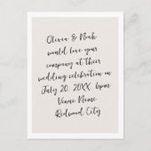 Carte Postale Mariage minimaliste moderne de script (Devant)