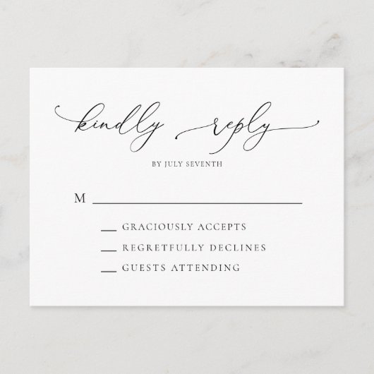 Carte Postale Mariage minimaliste noir et blanc RSVP (Devant)