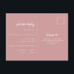 Carte Postale Mariage Minimaliste Rose Poussiéreux | Choix de Re<br><div class="desc">Ces cartes-réponses de mariage élégantes et minimalistes présentent une typographie de script moderne et un texte sans serif pour un design simple et élégant rose poussiéreux et blanc que vous aimerez. Il y a de la place pour ajouter les options de vos invités pour le choix du repas ou du...</div>