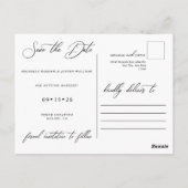 Carte Postale Mariage minimaliste Simple Moderne Enregistrer La (Dos)