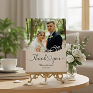 Carte Postale Mariage Moderne à Plat de Remerciement de Cœur d'A