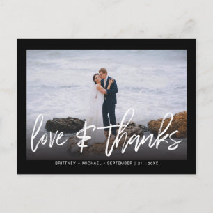 Carte Postale Mariage Moderne avec Lettres Manuscrites et Photo