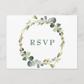 Carte Postale Mariage moderne Boho Eucalyptus Wreath Frame RSVP (Devant)
