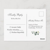 Carte Postale Mariage moderne Boho Eucalyptus Wreath Frame RSVP (Dos)