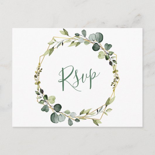 Carte Postale Mariage moderne Boho Eucalyptus Wreath Frame RSVP (Devant)