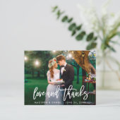 Carte Postale Mariage moderne Brush Script Photo Love Merci (Debout devant)