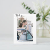 Carte Postale Mariage moderne Calligraphie Merci photo (Debout devant)