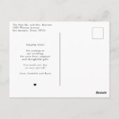 Carte Postale Mariage moderne Calligraphie Merci photo (Dos)