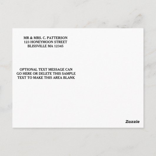 Carte postale Mariage moderne Cursive Photo Merci (Dos)