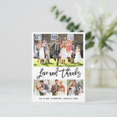 Carte Postale Mariage Moderne Écriture Pinceau Amour Merci 4 Pho (Debout devant)