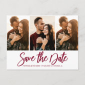 Carte Postale Mariage moderne Enregistrer La Date 3 Photo Collag (Devant)