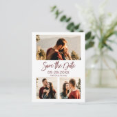 Carte Postale Mariage moderne Enregistrer La Date 3 Photo Collag (Debout devant)