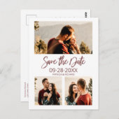 Carte Postale Mariage moderne Enregistrer La Date 3 Photo Collag (Devant / Derrière)