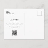 Carte Postale Mariage moderne Enregistrer la date Photo Code QR (Dos)