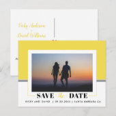 Carte Postale Mariage moderne gris, jaune Enregistrer la photo D (Devant / Derrière)