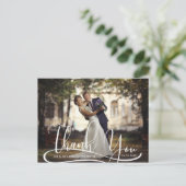 Carte Postale Mariage Moderne main Script MERCI photo (Debout devant)