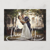 Carte Postale Mariage Moderne main Script MERCI photo (Devant)