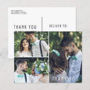 Carte Postale Mariage moderne Merci trois photo