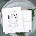 Carte Postale Mariage Moderne Minimaliste Élégant Chic Foliage<br><div class="desc">Composé de la typographie sans serif et serif. Le tout sur fond de blanc pur. Ces éléments sont modernes,  simples et chics. Il est conçu par White Paper Birch Co. exclusif pour Zazzle. Disponible ici : http://www.zazzle.com/store/whitepaperbirch</div>