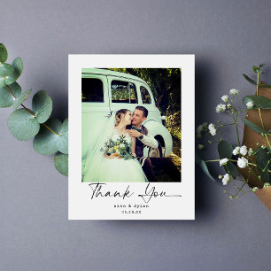 Carte Postale Mariage Moderne Minimaliste Script Merci photo
