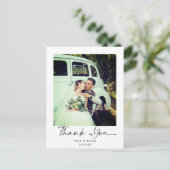 Carte Postale Mariage Moderne Minimaliste Script Merci photo (Debout devant)