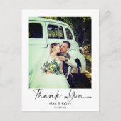 Carte Postale Mariage Moderne Minimaliste Script Merci photo (Devant)