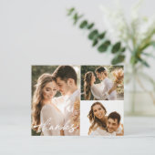 Carte Postale Mariage moderne Photo Collage Merci (Debout devant)