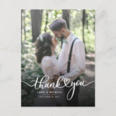 Carte Postale Mariage moderne Photo Merci Lettré à la main (Devant)
