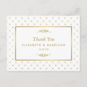 Carte Postale Mariage Moderne Remerciements avec Effet de Feuill (Devant)