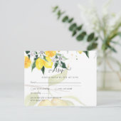 Carte Postale Mariage moderne RSVP Lemon Tree (Debout devant)