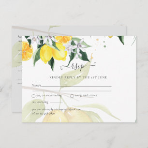 Carte Postale Mariage moderne RSVP Lemon Tree
