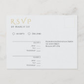 Carte Postale Mariage moderne RSVP noir blanc et or (Dos)