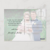Carte Postale Mariage moderne Sage Vert blanc Script Merci (Dos)