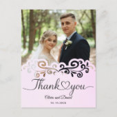 Carte Postale Mariage Moderne Script Love Heart Remerciements À (Devant)