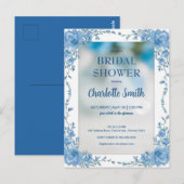 Carte Postale Mariage moderne tendance Blue chinoiserie (Devant / Derrière)