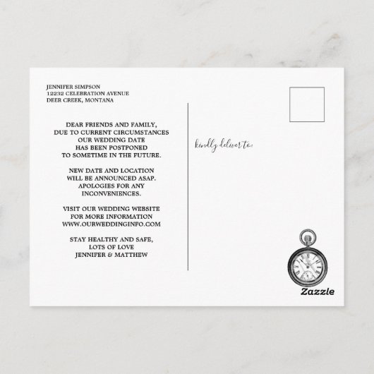 Carte Postale Mariage Modifier la date Alice au pays des merveil (Dos)