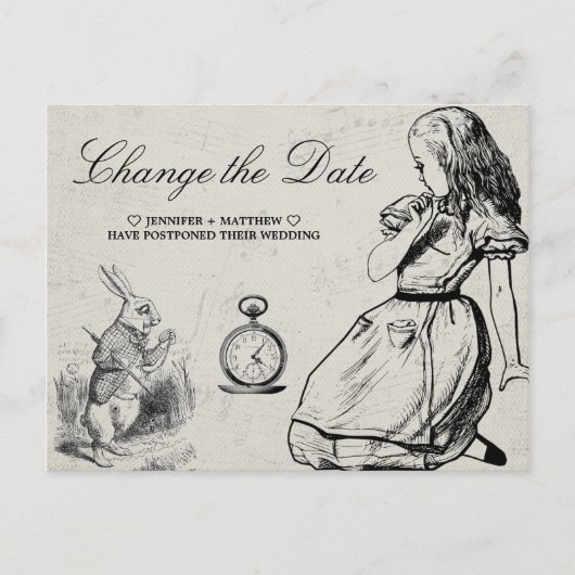Carte Postale Mariage Modifier la date Alice au pays des merveil (Devant)