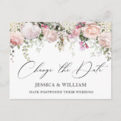 Carte Postale Mariage Modifier la date Elegant Blush Roses (Devant)
