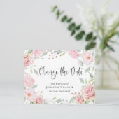 Carte Postale Mariage Modifier la date Elegant Blush Roses (Debout devant)