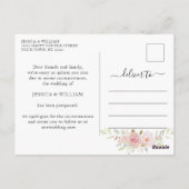 Carte Postale Mariage Modifier la date Elegant Blush Roses (Dos)