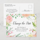 Carte Postale Mariage Modifier la date Elegant Blush Roses (Devant / Derrière)