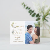 Carte Postale Mariage Modifier la date Elégant Faire-part PHOTO (Debout devant)