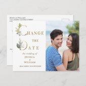 Carte Postale Mariage Modifier la date Elégant Faire-part PHOTO (Devant / Derrière)